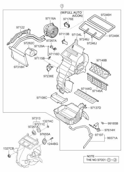 2011 Kia Soul Heater Complete Diagram for 971002K000