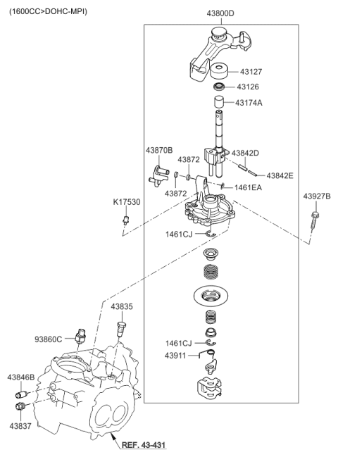 2009 Kia Soul Gear Shift Control-Manual Diagram 2