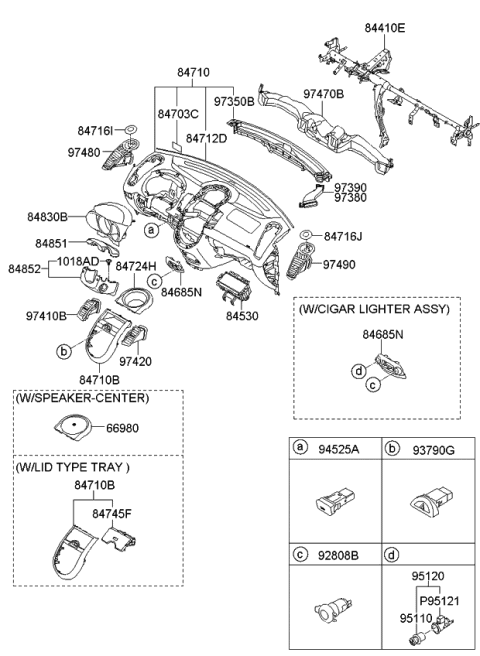 2010 Kia Soul Panel-Crash Pad Main Center Diagram for 847242K200WK