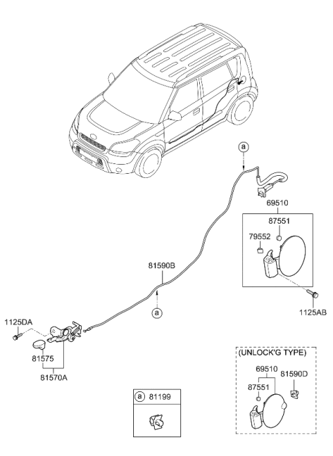 2010 Kia Soul Catch & Cable Assembly-F Diagram for 815902K000