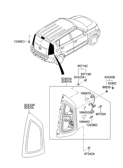 2010 Kia Soul Tapping Screw Diagram for 877012K010