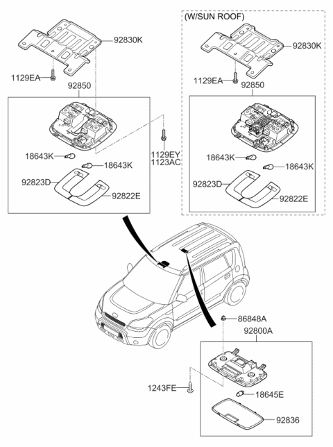 2011 Kia Soul Lens-Room Lamp Diagram for 928512H000