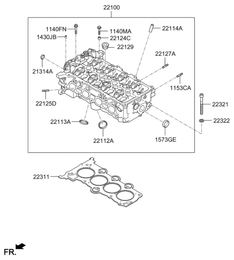 2009 Kia Soul Head Assembly-Cylinder Diagram for 221002B001