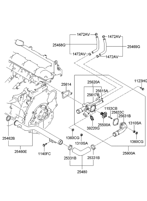 2009 Kia Soul Hose Assembly-Water A Diagram for 2546823400
