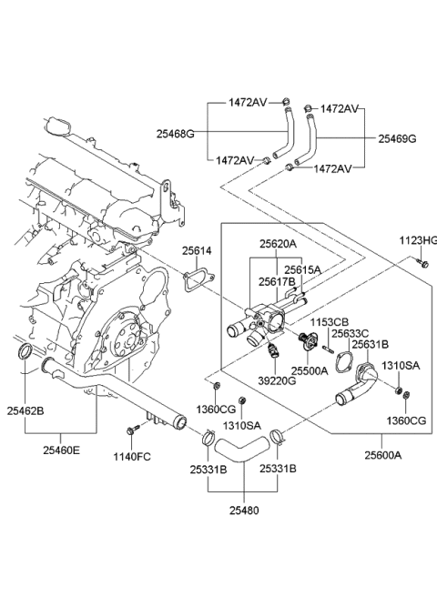 2010 Kia Soul Coolant Pipe & Hose Diagram 2