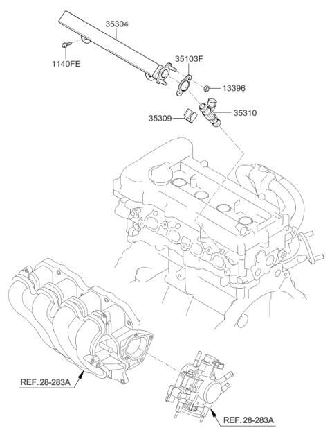 2010 Kia Soul Throttle Body & Injector Diagram 1