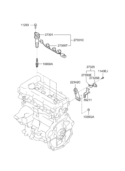 2011 Kia Soul Hanger-Engine,Rear Diagram for 223422B000