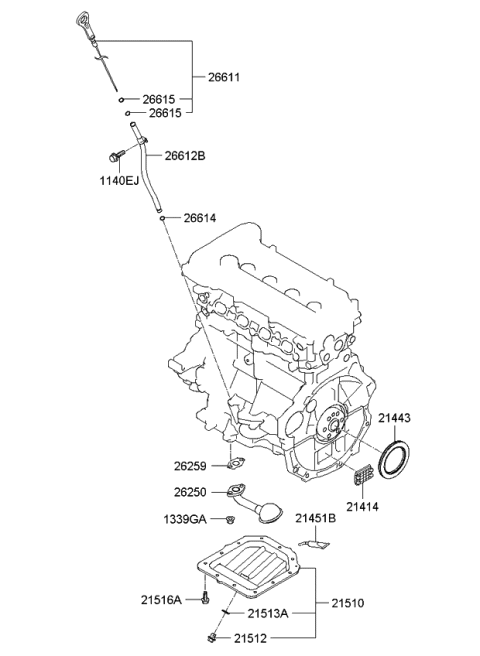 2010 Kia Soul Oil Level Gauge Rod Assembly Diagram for 266112B000