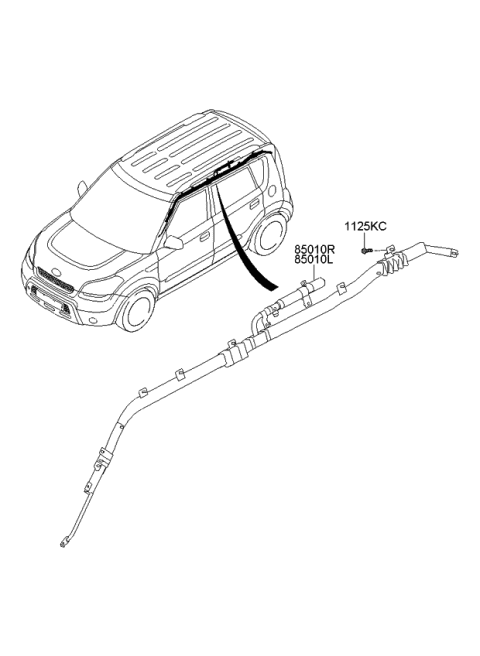 2011 Kia Soul Curtain Air Bag Module, Left Diagram for 850102K000