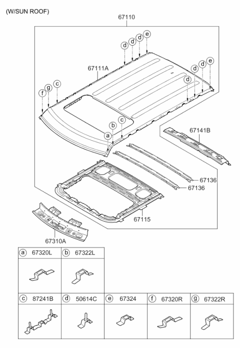 2009 Kia Soul Panel Assembly-Roof Diagram for 671102K310