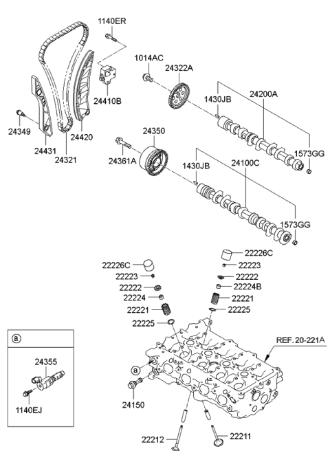 2010 Kia Soul TAPPET Diagram for 222262B009