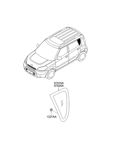 2011 Kia Soul Quarter Fixed Glass & Moulding Diagram