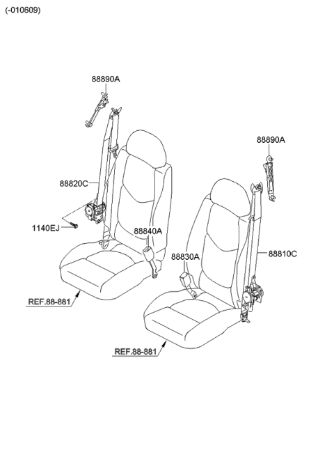 2010 Kia Soul Belt-Front Seat Diagram 1