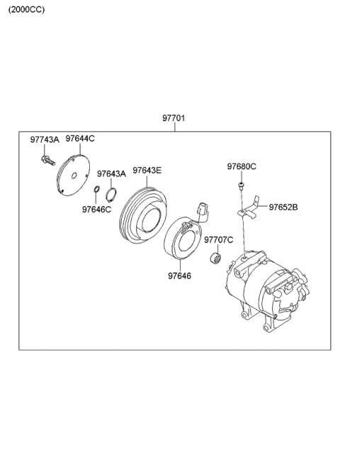 2010 Kia Soul PULLEY Assembly-A/C Compressor Diagram for 976432K100