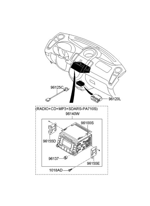 2009 Kia Soul Audio Assembly Diagram for 961502K200