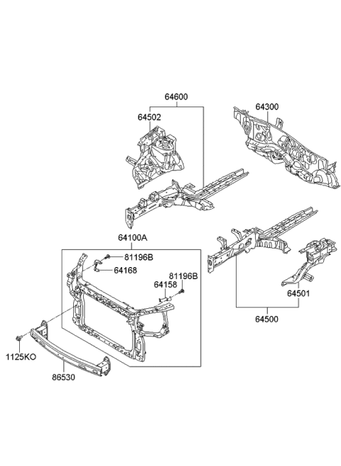 2010 Kia Soul Fender Apron & Radiator Support Panel Diagram