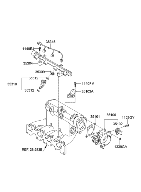 2011 Kia Soul Throttle Body & Injector Diagram 2