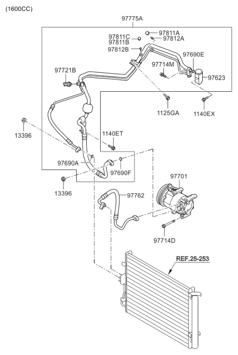 2010 Kia Soul Air Condition System-Cooler Line Diagram 1