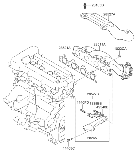 2010 Kia Soul Exhaust Manifold Diagram for 285112B010