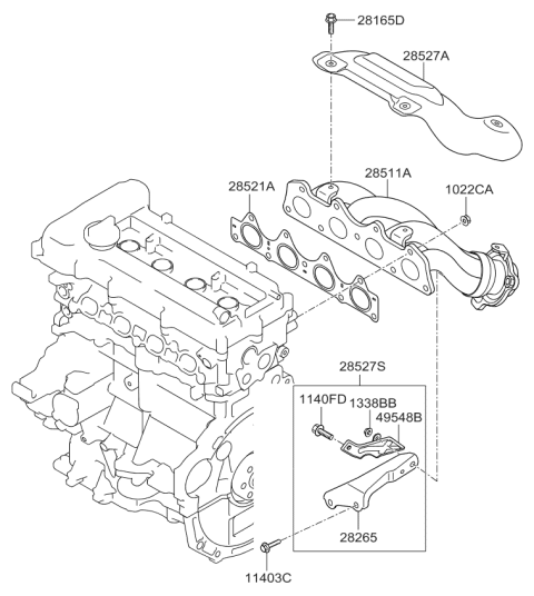 2010 Kia Soul Stay-Exhaust MANIFOL Diagram for 289632B010