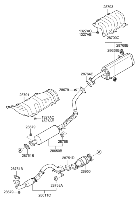 2009 Kia Soul Muffler & Exhaust Pipe Diagram 2