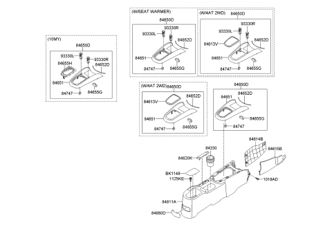 2011 Kia Soul Cover Assembly-Console Diagram for 846502K070