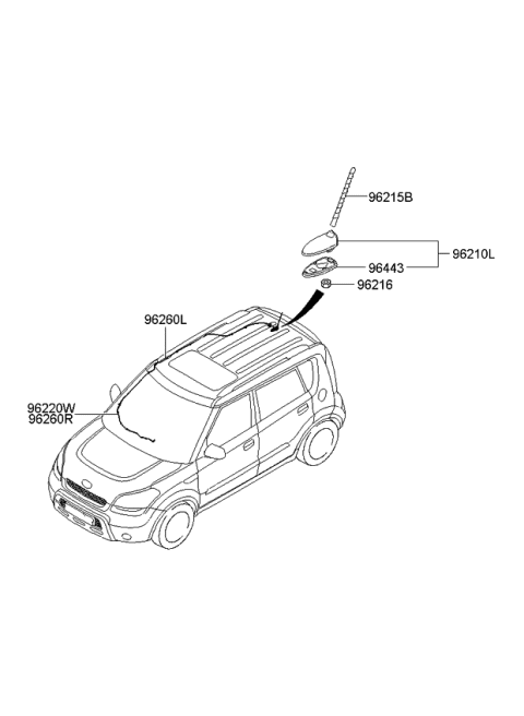 2011 Kia Soul Feeder Assembly-Antenna Diagram for 962702K300