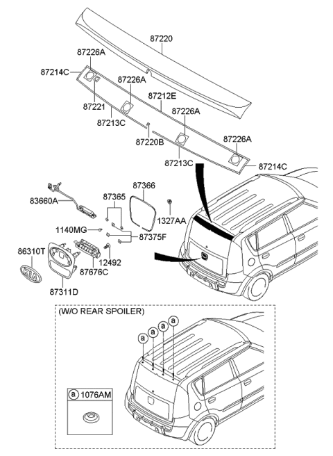 2011 Kia Soul Roof Garnish & Roof Rack Diagram 3