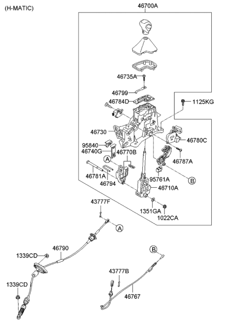 2011 Kia Soul Lever Assembly-Engaging Diagram for 467342K500