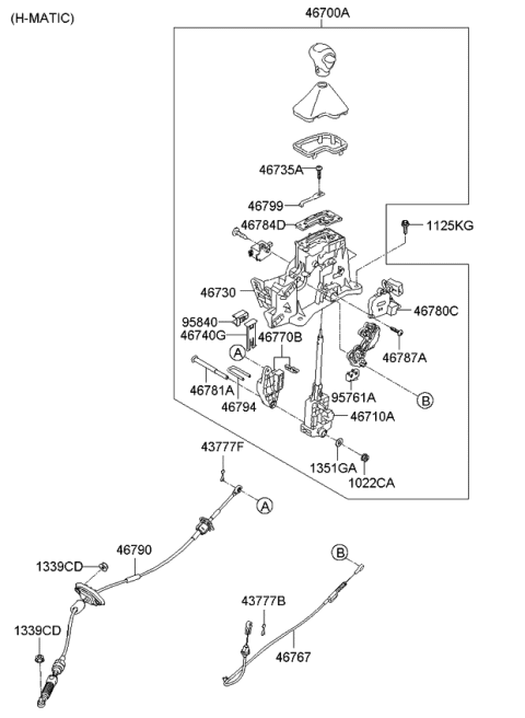 2011 Kia Soul Lever Assembly-Atm Diagram for 467002K610WK