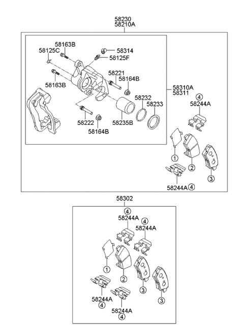 2011 Kia Soul Pad Kit-Rear Disc Brake Diagram for 583022KA00