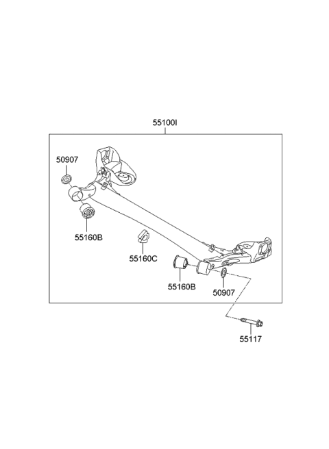 2010 Kia Soul Torsion Axle Complete Diagram for 551002K200