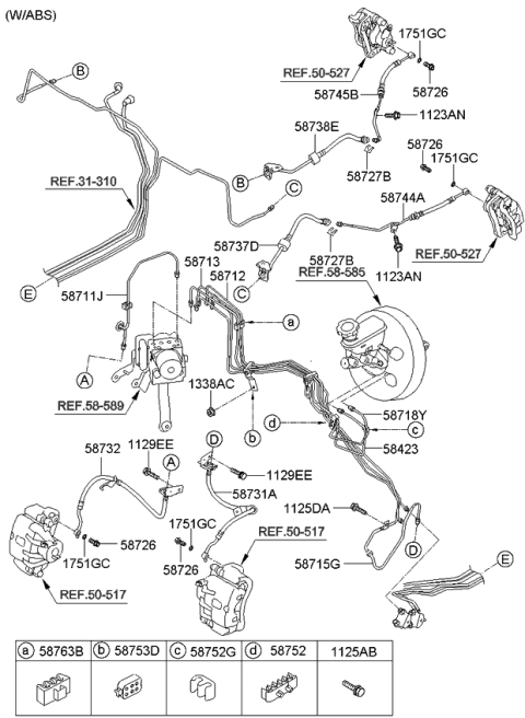 2011 Kia Soul Brake Rear Hose, Left Diagram for 587372K000