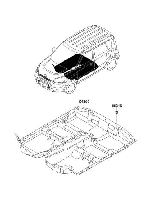 2010 Kia Soul Carpet Assembly-Floor Diagram for 842602K400WK