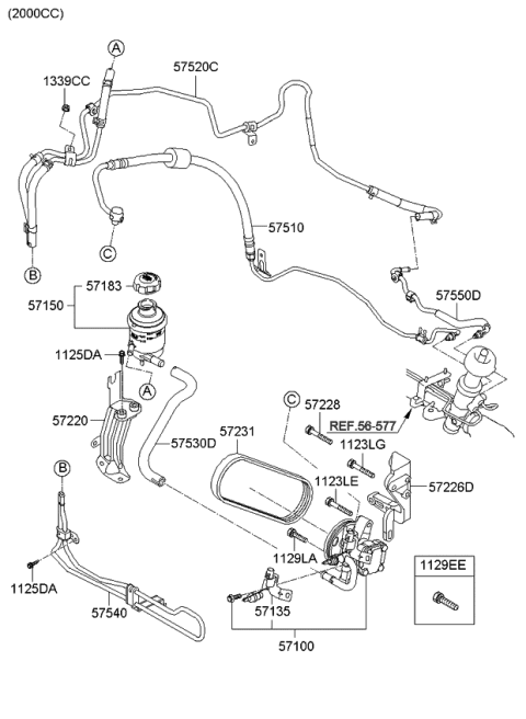 2009 Kia Soul Power Steering Oil Pump & Hose Diagram 2