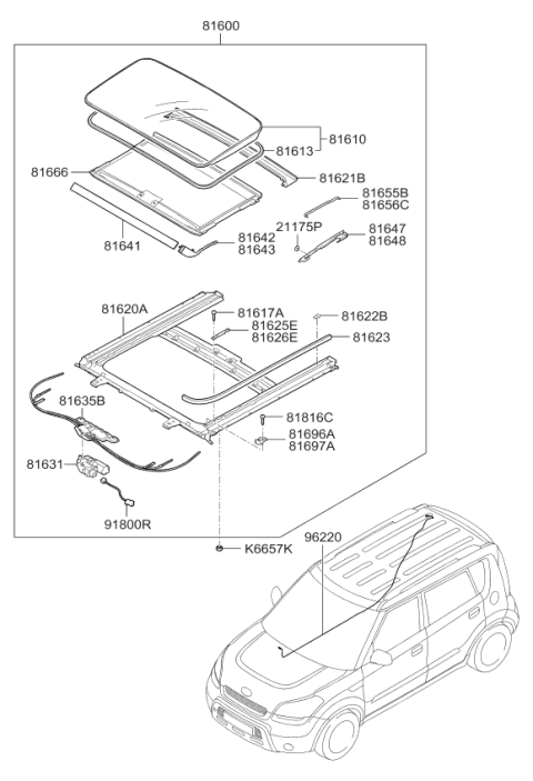 2011 Kia Soul Sunroof Diagram 1