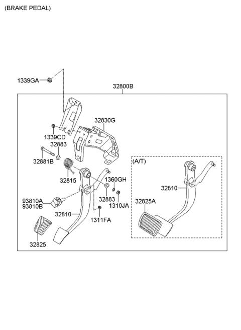 2010 Kia Soul Pedal Assembly-Brake Diagram for 328002K620