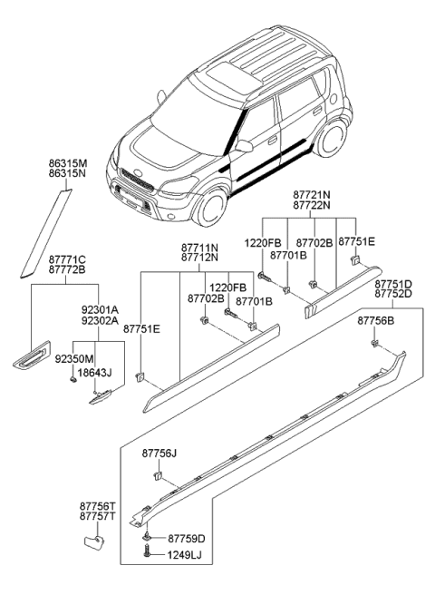 2011 Kia Soul Bulb Diagram for 1864305008