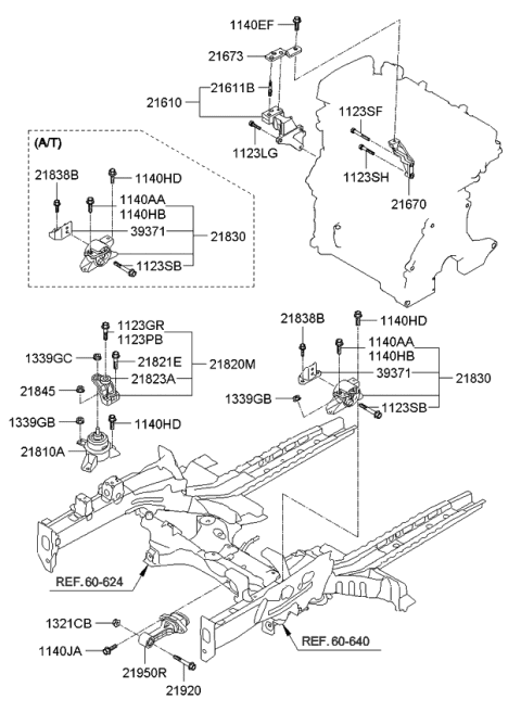 2011 Kia Soul Engine Mounting Bracket Assembly Diagram for 218202K100
