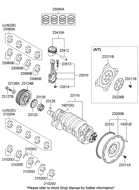 2009 Kia Soul Flywheel Assembly Diagram for 2320023610