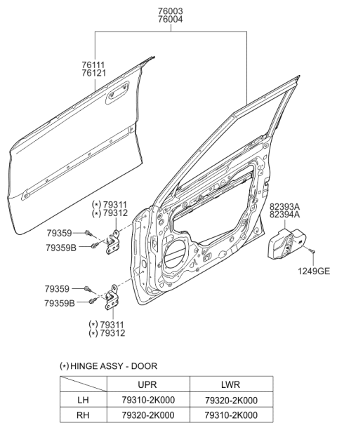 2009 Kia Soul Panel-Front Door Outer RH Diagram for 761212K010