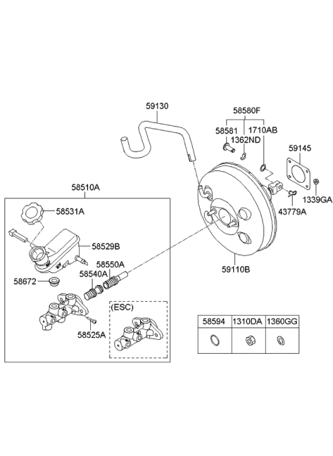 2010 Kia Soul Booster Assembly-Brake Diagram for 591102K300