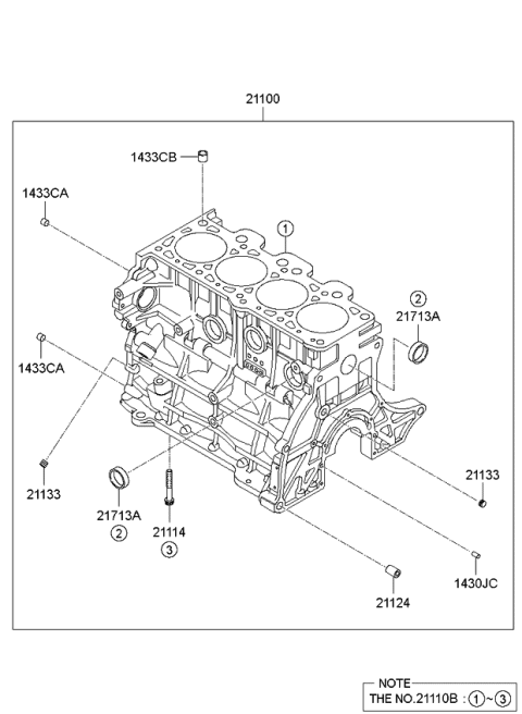 2010 Kia Soul Block Sub Assembly-Cylinder Diagram for 322Y323H00