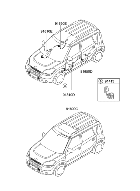 2010 Kia Soul Wiring Assembly-Roof Diagram for 918002K234