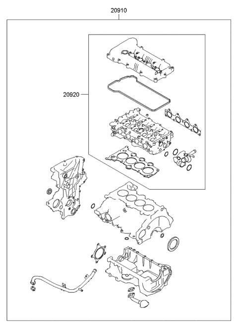 2010 Kia Soul Gasket Kit-Engine OVEAUL Diagram for 209102BB01