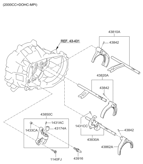 2009 Kia Soul Gear Shift Control-Manual Diagram 3