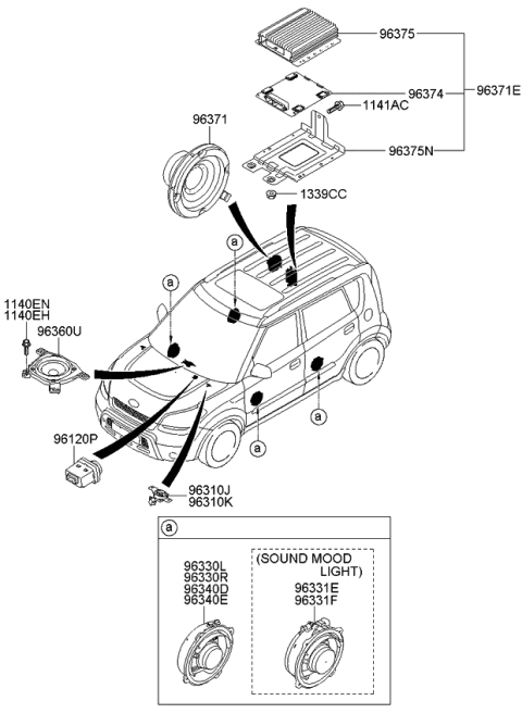 2011 Kia Soul Door Speaker & Protector Assembly, Right Diagram for 963302K300