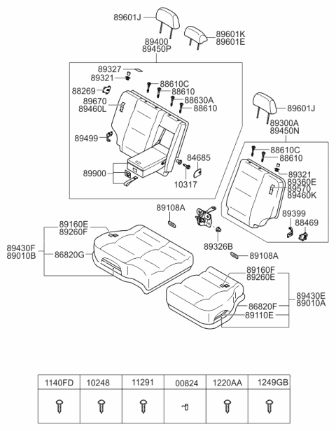 2008 Kia Sorento Rear Seat Cushion Covering Assembly, Right Diagram for 892603E830CF5