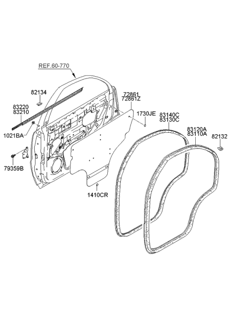 2007 Kia Sorento Rear Door Moulding Diagram