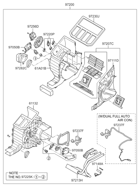 2008 Kia Sorento Heater System-Heater & Evaporator Diagram 1